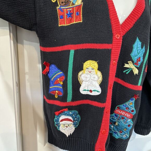 Vintage Christmas Cardigan Sweater Plus Size 2X Work in Progress Gladys Bagley - Picture 7 of 13